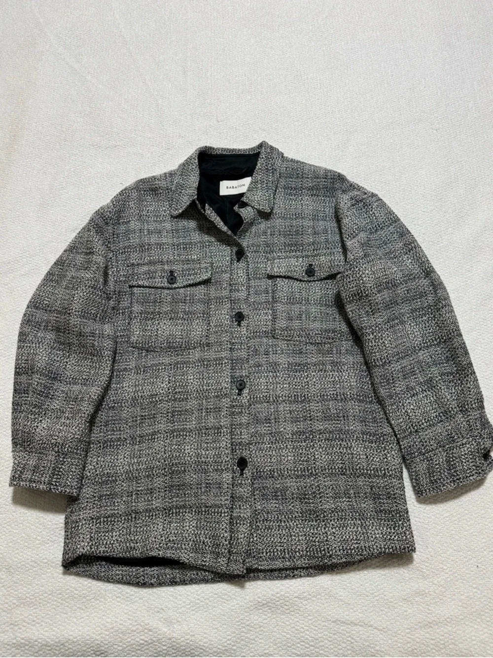 Aritzia Babaton Joan Shirt Women Sz 2 Tweed Jacket Shacket Linen Blend Textured